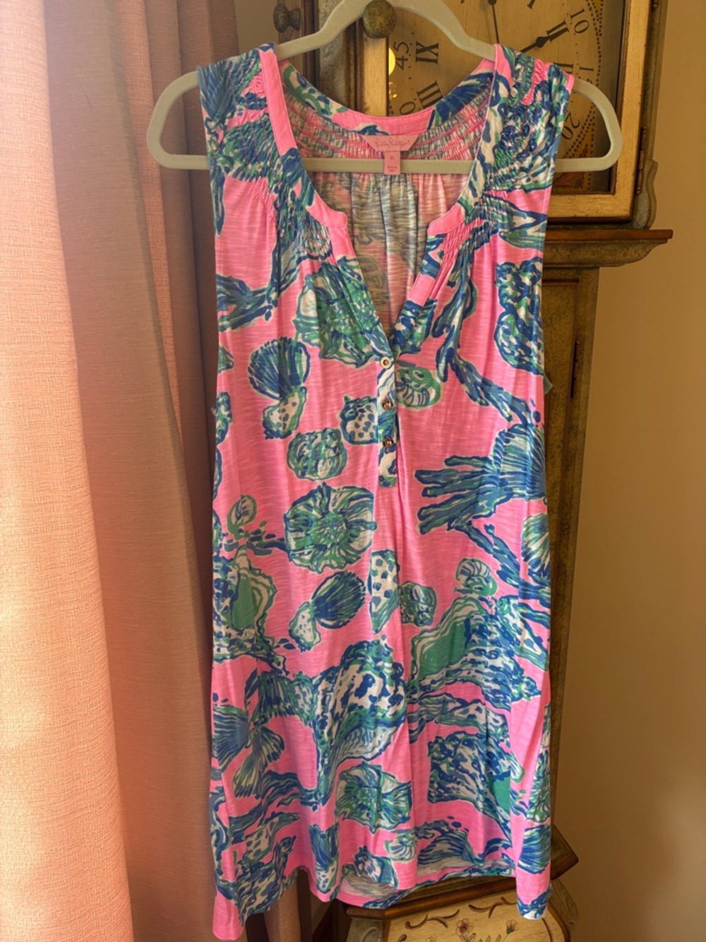 Sleeveless Pink Floral Shift Dress
